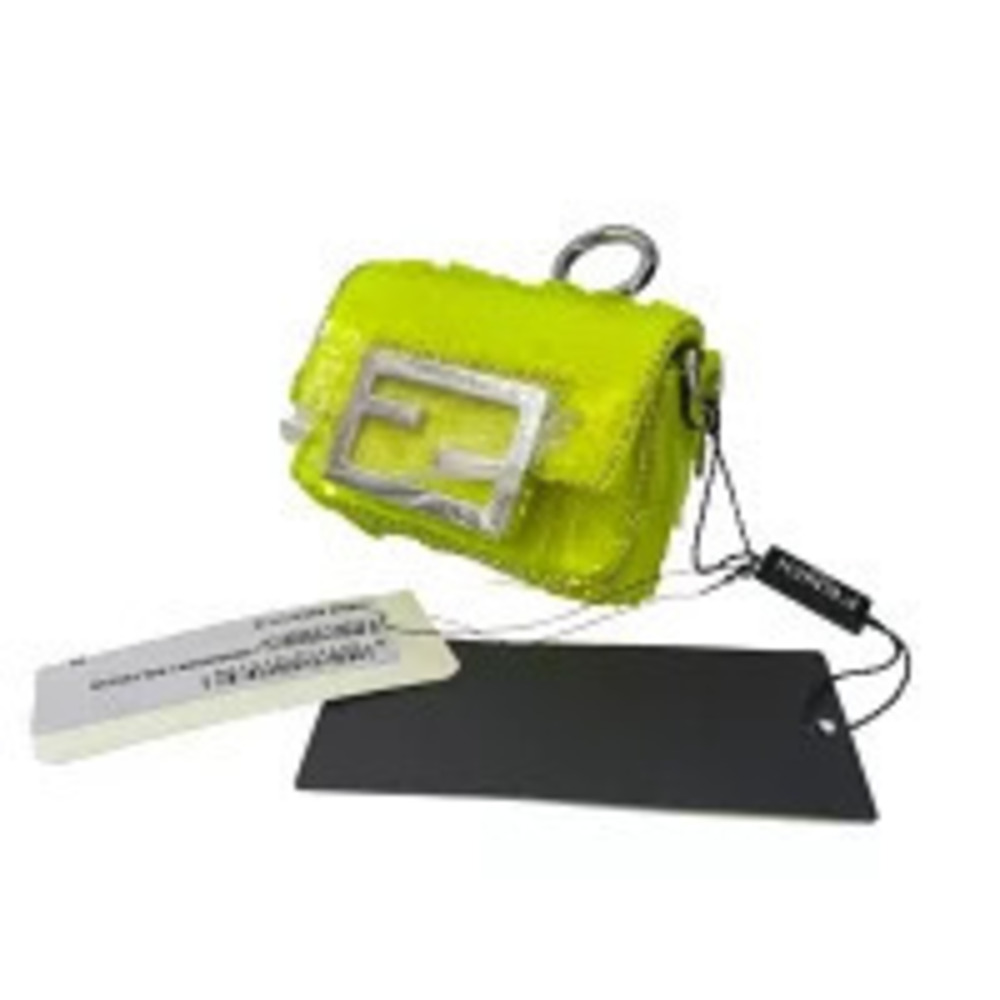 Fendi Sequin Baguette Chain Shoulder Bag Yellow